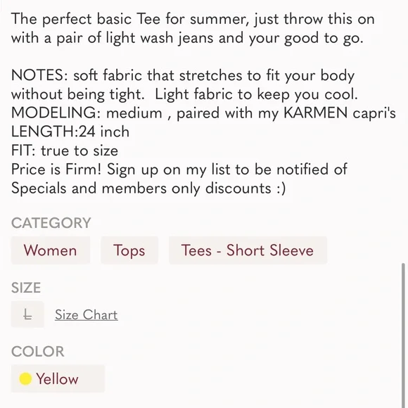 🆕 Pale Yellow Basic Tee - Picture 6 of 6